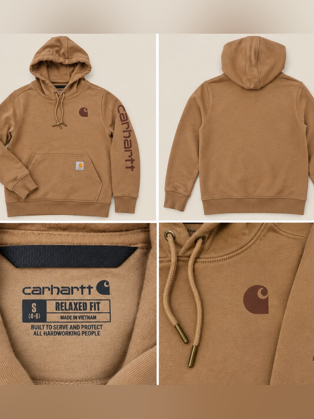 Carhartt Brown Logo Sleeve Hooded Sweatshirt